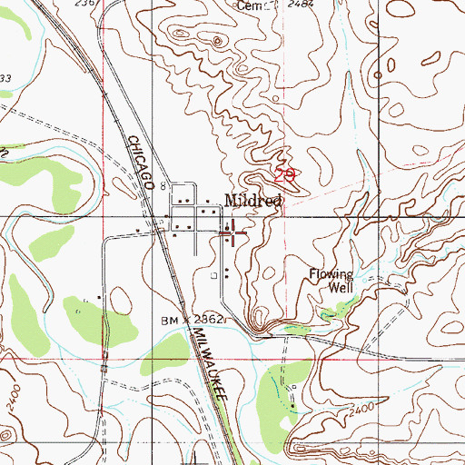 Topographic Map of 11N54E29CA__01 Well, MT
