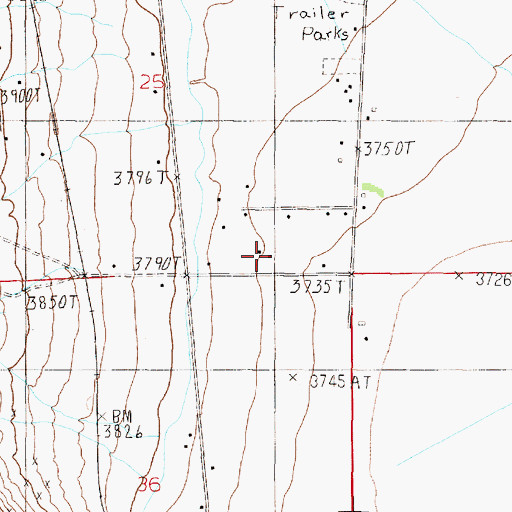 Topographic Map of 11N04W25DDCC01 Well, MT