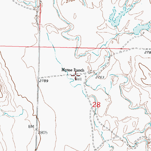 Topographic Map of 11N36E28BACD01 Well, MT