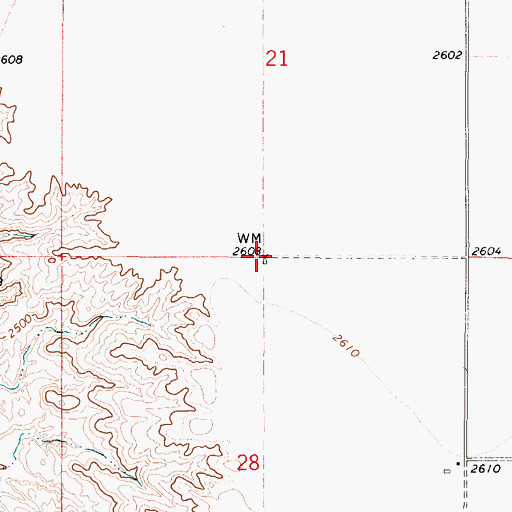 Topographic Map of 11N51E21CDDD01 Well, MT