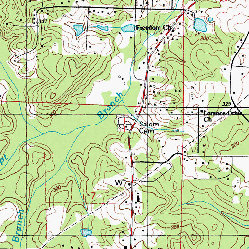 Topographic Map of Salem Church (historical), AR