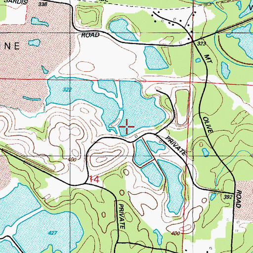 Topographic Map of Section 14 East Pit Mine, AR