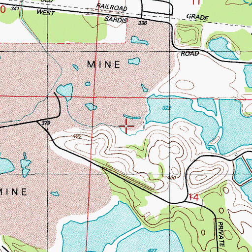 Topographic Map of Section 14 West Pit Mine, AR