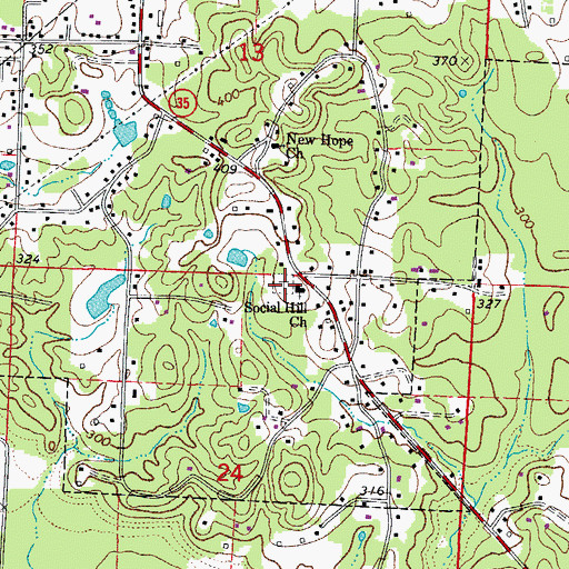 Topographic Map of Social Hill Cemetery, AR