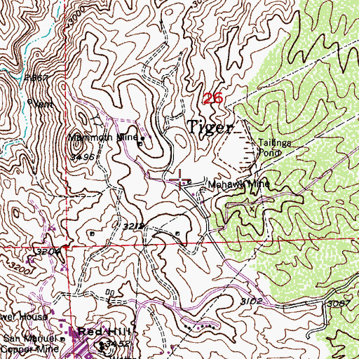 Topographic Map of Mohawk Mine, AZ