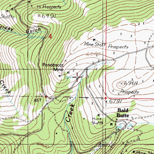 Topographic Map of 11N06W04DDC_01 Spring, MT