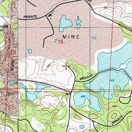 Topographic Map of Stringtown Mine, AR