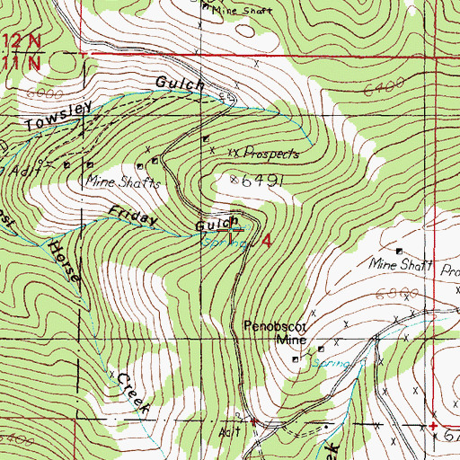 Topographic Map of 11N06W04BDD_01 Spring, MT