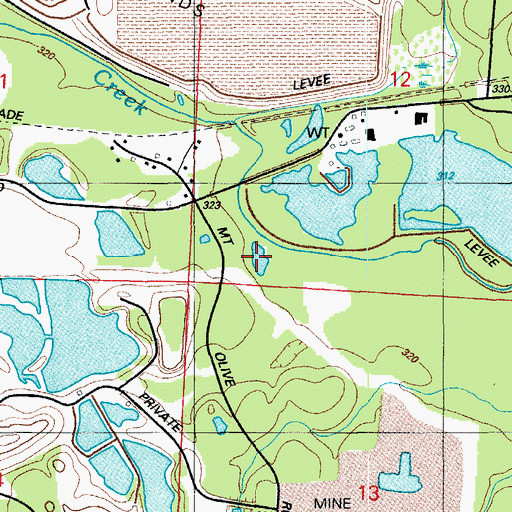 Topographic Map of Ulmer Mine, AR