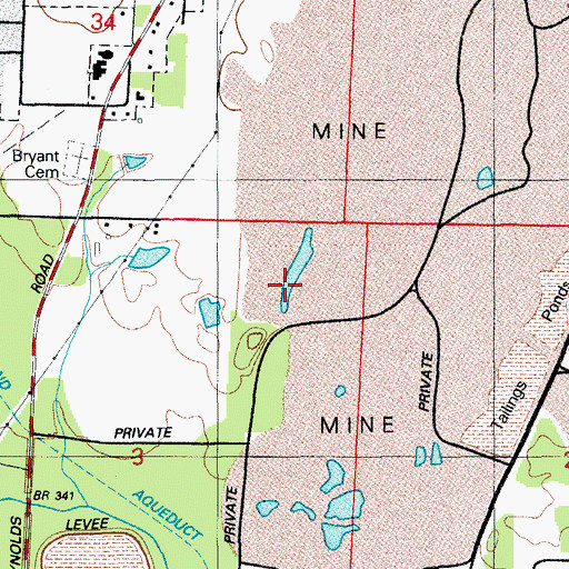 Topographic Map of West Elrod Mine, AR