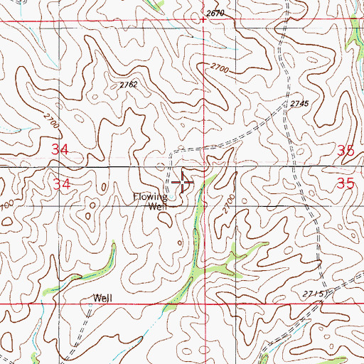 Topographic Map of 12N56E34DAAC01 Well, MT