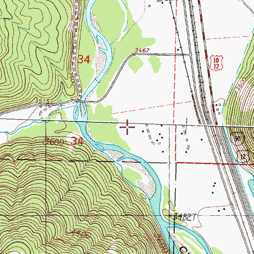 Topographic Map of 12N17W34DDBD01 Well, MT