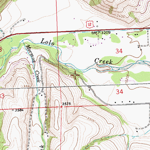 Topographic Map of 12N20W34CBD_01 Well, MT