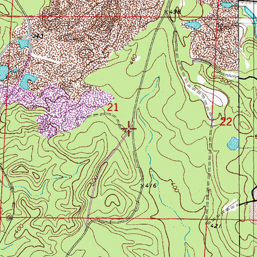 Topographic Map of Woodland (historical), AR