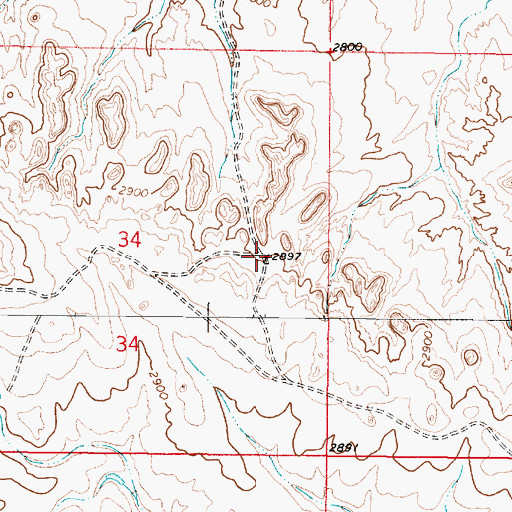 Topographic Map of 12N47E34DABA01 Well, MT