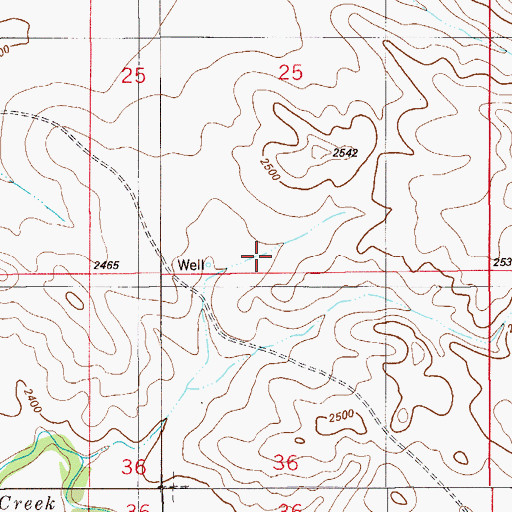 Topographic Map of 10N55E25CDCD01 Well, MT