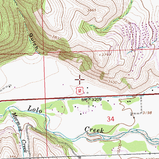 Topographic Map of 12N20W34DBAD01 Well, MT