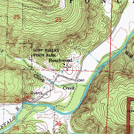 Topographic Map of Beechwood Cemetery, AR