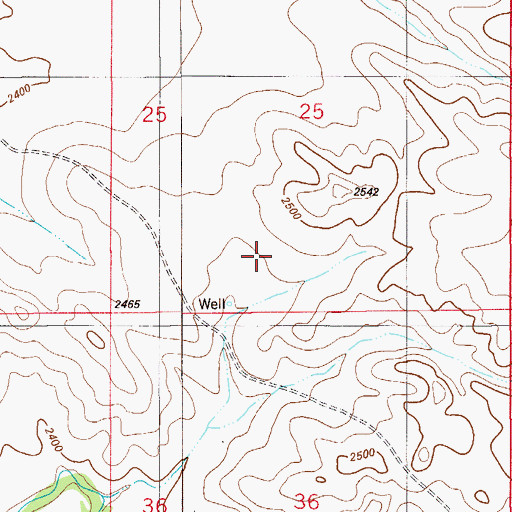 Topographic Map of 12N55E25CDCC01 Well, MT