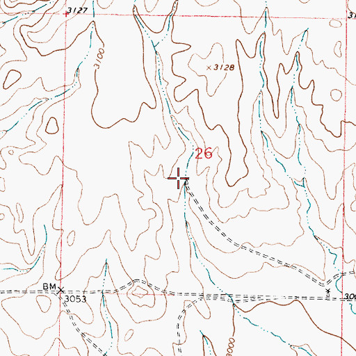 Topographic Map of 12N45E26CAAD01 Well, MT