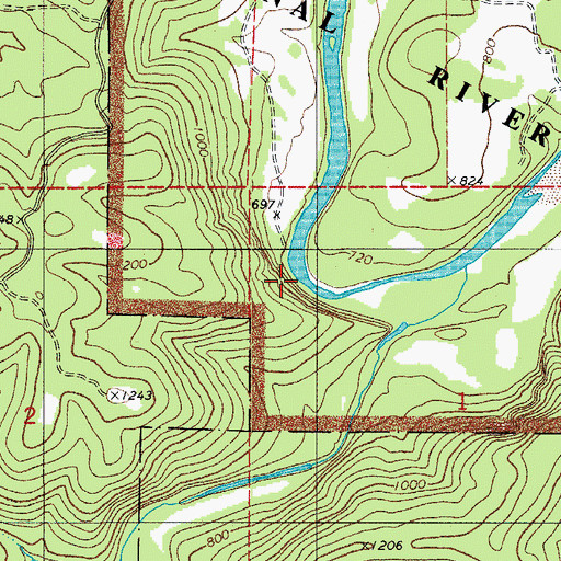 Topographic Map of Clair Bluff, AR