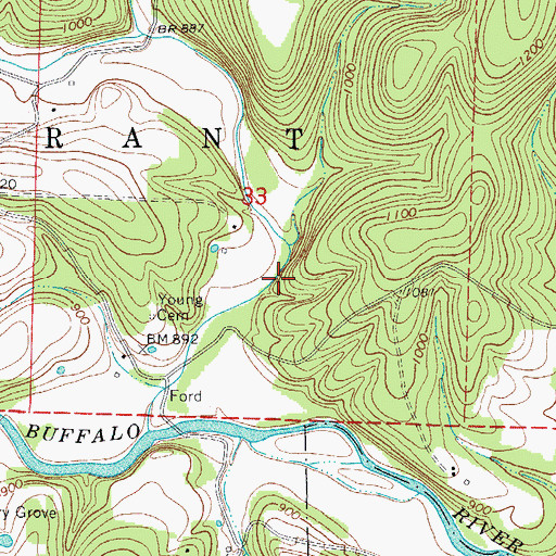 Topographic Map of Cove Spring, AR