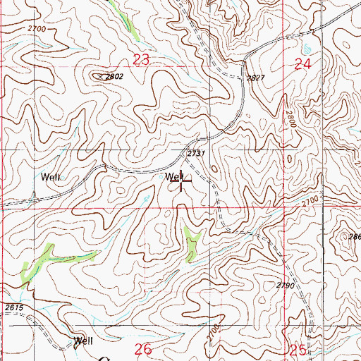 Topographic Map of 12N56E23DCCA01 Well, MT