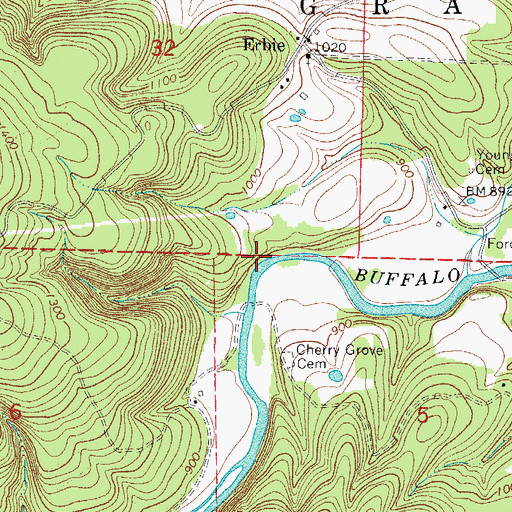 Topographic Map of Goat Bluff, AR