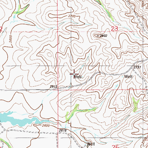 Topographic Map of 12N56E23CCDA01 Well, MT