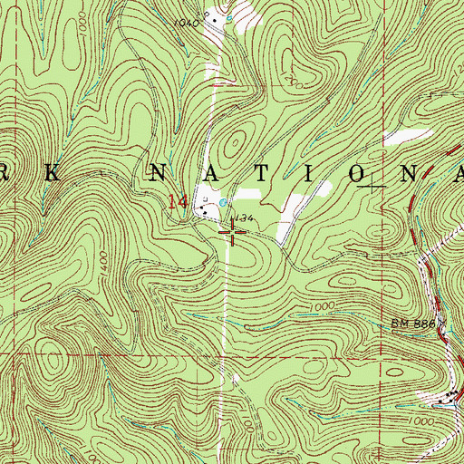 Topographic Map of Henry Koen Experimental Forest, AR
