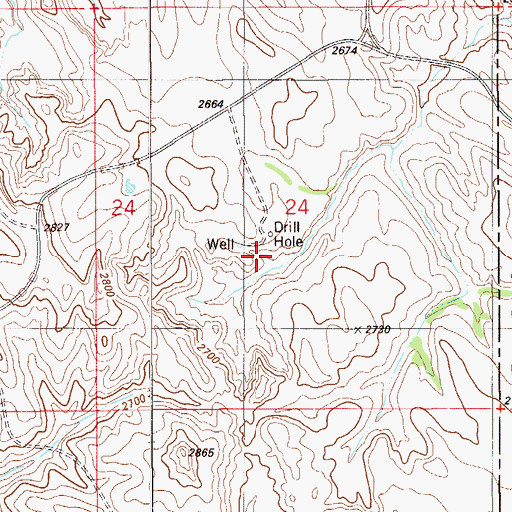 Topographic Map of 12N56E24CABD01 Well, MT