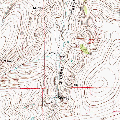 Topographic Map of 12N14E21CB__01 Well, MT