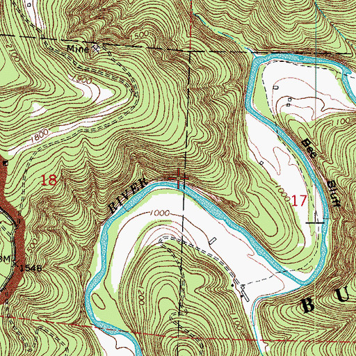 Topographic Map of Roark Bluff, AR