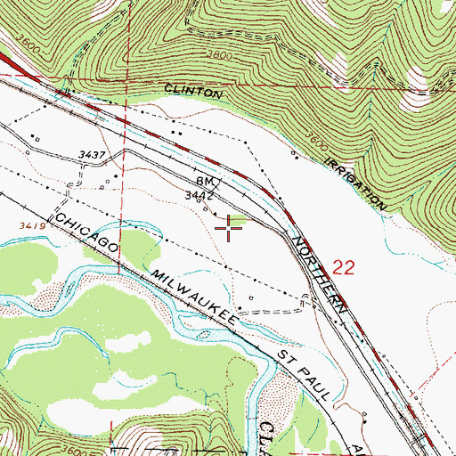 Topographic Map of 12N17W22BDCA01 Well, MT