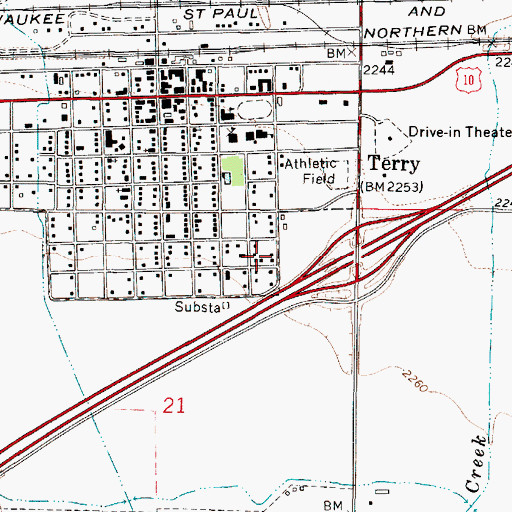 Topographic Map of 12N51E21AABB01 Well, MT