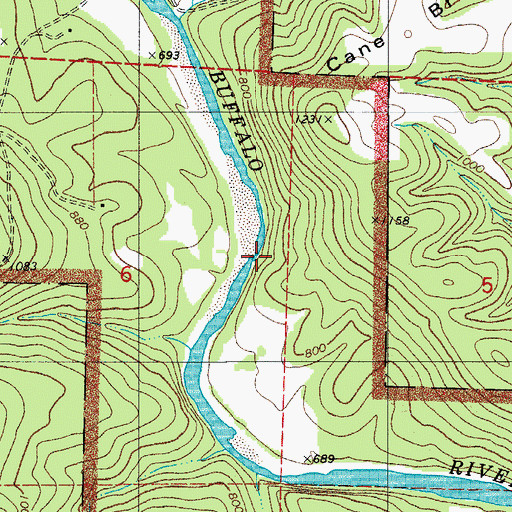 Topographic Map of Cane Bluff, AR