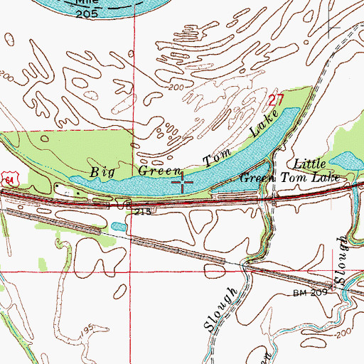 Topographic Map of Big Green Tom Lake, AR