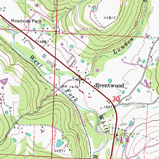 Topographic Map of Brentwood, AR
