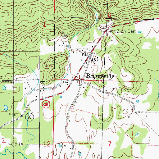 Topographic Map of Briggsville, AR