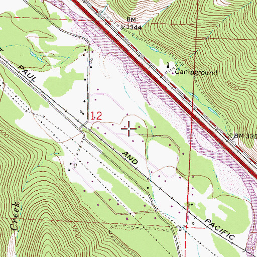 Topographic Map of 12N18W12DBAA01 Well, MT