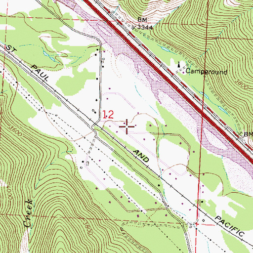 Topographic Map of 12N18W12DBBA02 Well, MT