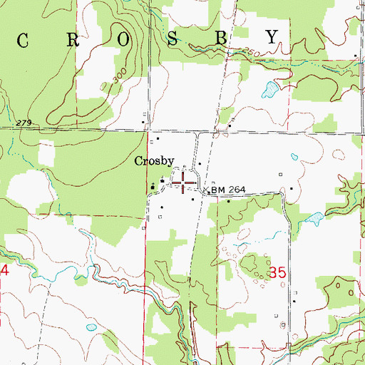 Topographic Map of Crosby, AR