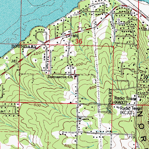 Topographic Map of Damascus Assembly of God Church, AR
