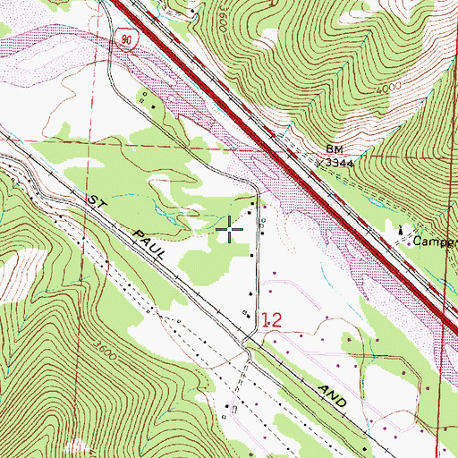 Topographic Map of 12N18W12BADD01 Well, MT