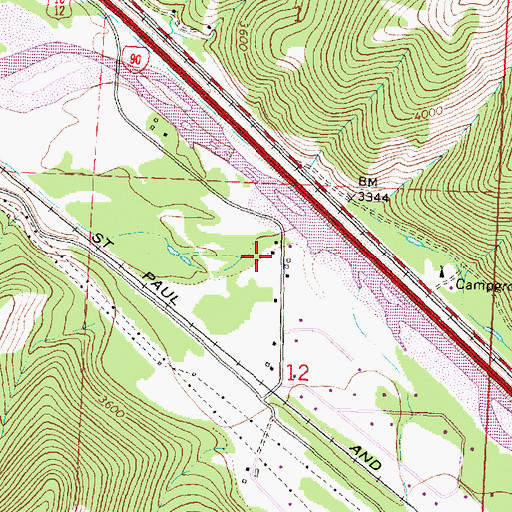 Topographic Map of 12N18W12BADA01 Well, MT