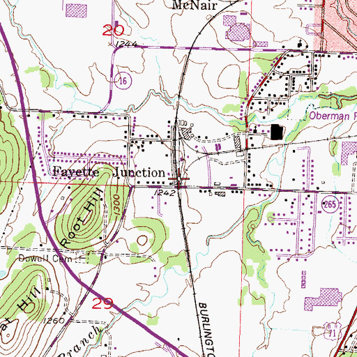 Topographic Map of Fayette Junction, AR