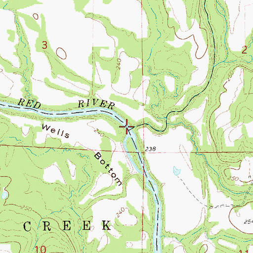 Topographic Map of Fourteenmile Creek, AR