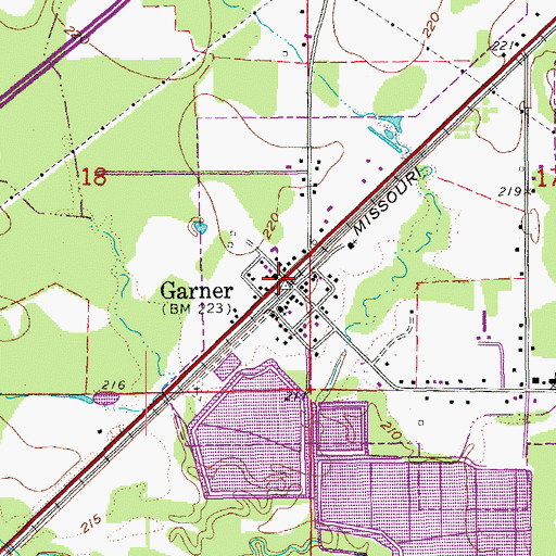 Topographic Map of Garner, AR