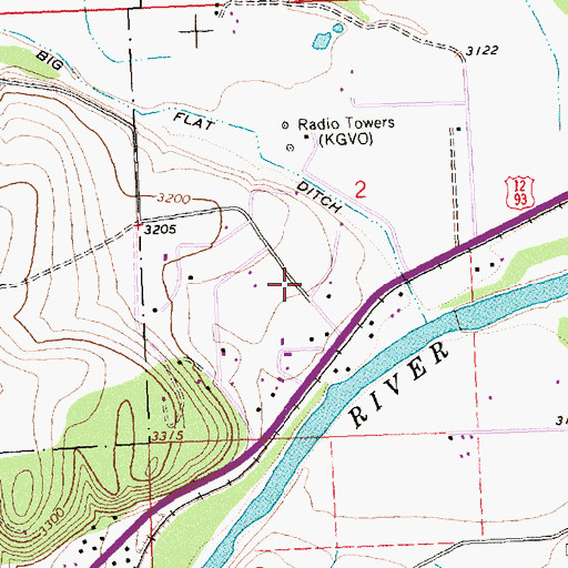 Topographic Map of 12N20W02CA__02 Well, MT