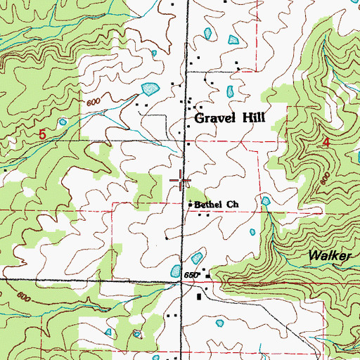 Topographic Map of Gravel Hill, AR